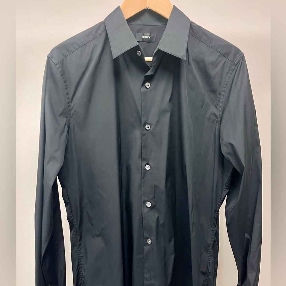 Theory Black Slim Fit Dress Shirt